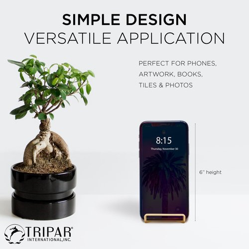 Tripar Square Metal Wire Stand, Gold Display (3 Inch Depth) Tabletop Easel Sleek & Modern Look - Perfect for Books, Plates, Photos & More