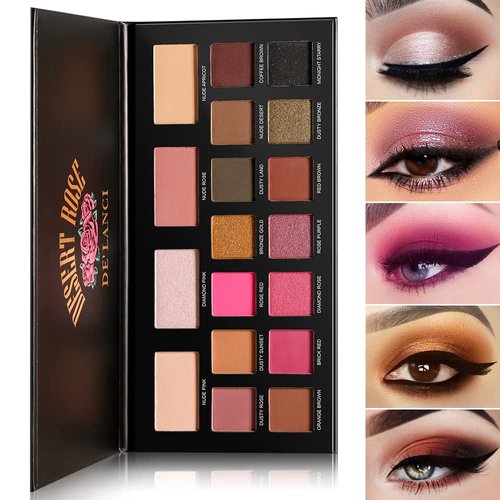 Eyeshadow Palette Natural Naked Smokey Neutral 18 Shades Eye Shadow Pallets Matte Shimmer, Dark Burgundy Makeup Pallet High Pigmented Waterproof Long Lasting Smooth Texture Blendable Soft Powder