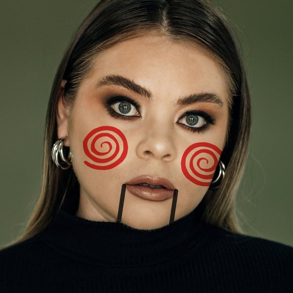 Puppet Temporary Tattoos - Horror Costume/Horror Cosplay Puppet/Red Spirals Cheek Tattoos/Halloween Costume