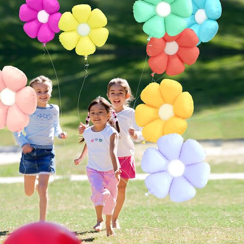 Colorful Daisy Flower Balloons Garland Groovy Boho Daisy Party Supplies, 8 Pack Matte Color Daisy Aluminum Foil Balloon Retro Hippie Fairy Daisy Decoration For Birthday Wedding Baby Shower Decor