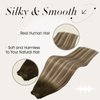 Full Shine Sew in Hand Tied Weft Hair Extensions 60 Gram Real Human Hair Weft Balayage Hair Extensions Silky #3/8/22 Brown to Light Blonde Mix Walnut Brown 24 Inch
