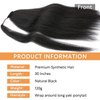 WIGNEE Kinky Straight Ponytail Wrap Around Long Ponytail Extension Natural Black Yaki Ponytail Extension for Black Women Pony Tails Hair Extensions (Natural Black, 30 Inches)