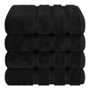 American Soft Linen Luxury Hand Towels for Bathroom, 100% Cotton Turkish 4 Piece Hand Towel Set, 600 GSM Hand Face Towels for Kitchen, Black Hand Towels