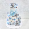 32 Pcs Elephant Cake Decoration with Mini Elephant Blue White Pearl Balls for Baby Shower Boy Elephant Theme Birthday Party Supplies (BLUE)