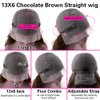 sdamey 13x6 Straight Wigs Chocolate Brown Transarent HD Lace Front Wigs Human Hair with Baby Hair 180 Density Straight Glueless Wigs Pre Plucked Hairline 4# Brown Color (26 Inch, 4 Brown)