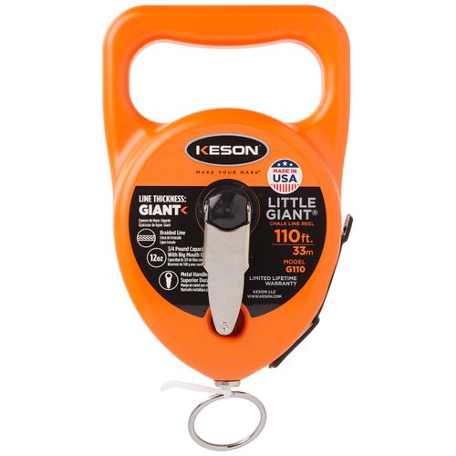 Keson G110 Little Giant Chalk Line Reel, 12-Ounce Chalk Capacity, 110-Foot