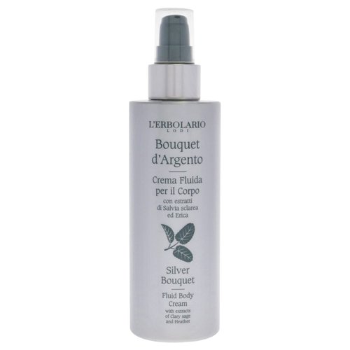L’Erbolario Silver Bouquet Fluid Body Cream - Moisturizer for Dry Skin - Clary Sage and Heather Leaves - Skin Care with Vitamin C and E - 6.7 oz