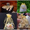 Yansanido Wedding Favors Small Gift Bags, 100 Pcs 4 Inch x 6 Inch (10x15cm) Gold Organza Bags for Party Favor Bags Small Business Candy Bags Mesh Bag (Gold, 4''x6'')