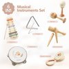 Baby Musical Instruments Set Wooden Montessori Musical Toys for Toddlers Neutral Colors Percussion Instruments Set with Modern Boho Xylophone Tambourine Educational Musical Toys for Preschool Kids