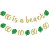 60 is a Beach Banner, Happy 60th Birthday Banner, 60th Beach Birthday Party Decorations, Summer Birthday Party Decorations, Beach Theme Party Supplies (Gold Glitter)