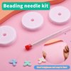 37Pcs Beading Needle Kits for Jewelry Making, Stainless Steel Big Eye Beading Needles, Beading Embroidery Needles with Threader and Bracelet Elastic String