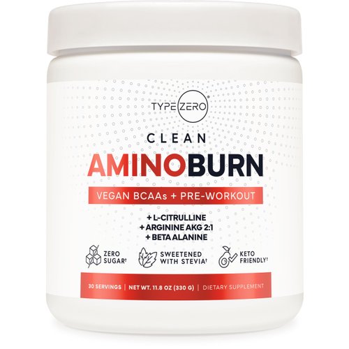 Type Zero AminoBurn - Natural Pre Workout + BCAA (Fruit Punch | 30serv) Sugar Free BCAAs Amino Acids Supplement Keto Preworkout, Amino Preworkout and Post Workout Drink