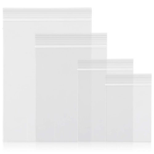 Cambiar Small Plastic Bags, 400Pcs Ziplock Bags 4 Assorted Sizes 2X2 2X3 3X4 3.9X5.2 Inch Clear 2 Mil Reclosable Zipper Storage Baggies For Daily Vitamin, Pill, Jewelry, Candy