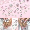 RODAKY 44PSC Pink Nail Charms Valentine's Day 3D Heart Charms with Rhinestone Silver Heart Nail Art Jewelry Shiny Nail Decoration Accessories for Women and Girls
