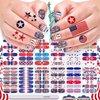DANNEASY 12 Sheets 4th of July Full Nail Wraps Independence Day Nail Polish Stickers Self-Adhesive Nail Polish Strips Gel Fingernail Stickers for Women with Nail File, Cuticle Stick