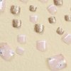 French Tip Press On Toe Nails for Women Fake Toenail with Flower Gold Glitter Rhinestones Designs Glossy Fashion False Toenail Full Cover Acrylic Nails Art DIY Foot Nails Design Toenail Tips 24Pcs