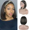 RUIP RUIBO Straight Bob Headband Wigs 10 Inch Black Mix Brown Short Bob Wigs for Black Women None Lace Half Wigs Natural Heat Resistant Synthetic Hair Headband Wigs for Cosplay Party Daily Use