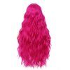 Amnenl Rose Red Hot Pink Curly Wigs Long Wavy Wigs for Women Natural Middle Part Synthetic Wig for Halloween Cosplay Wigs