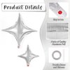 12 Pcs Four Angle Star Balloons,26 Inch and 10 Inch Silver Star Foil Balloons,Quadrangle Balloon Mylar Balloons Helium Balloons for Birthday Party Anniversary Wedding Baby Shower Decorations (Silver)
