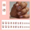 24 Pcs Short Nude Press on Nalis Square Arcylic Glossy Full Cover False Nails Fake Nails Press ons with Glitter White French Glue on Nails -YIHONGYAN Summer Nail Art Tips for Women Manicure Decoration