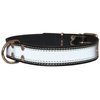Genuine Leather Reflective Dog Collar 22" Long 1.25" Wide Black Fits 15.5"-19.5" Neck