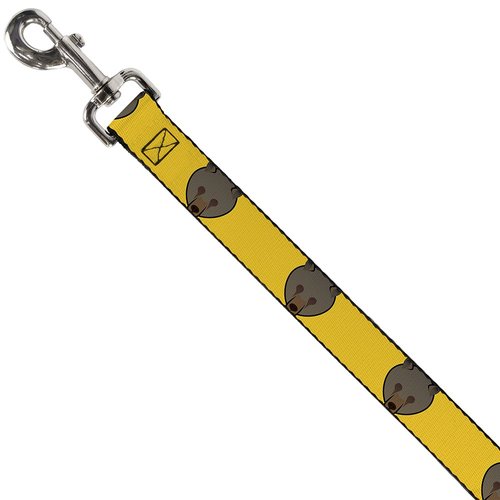 Dog Leash Brown Bear Repeat Yellow 4 Feet Long 0.5 Inch Wide