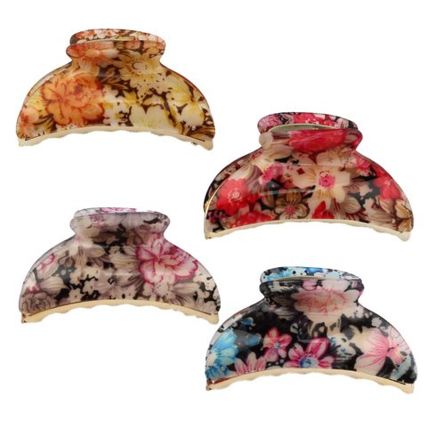 JIRIS 4 Pack 3.5" Hair Clips for Women Acrylic Hair Claw Flower Bath Hair Accessory Hair Barrettes Hair grips