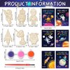 Justforjoyful 24Pcs Space Party Favors Space Cards with Art Supplies Outer Space Wood Painting Craft Kits for Astronaut Planet Thank You for Coming Gifts for Solar System Birthday Gifts Bulk Decor