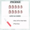 IMSOHOT Glossy Oval Press on Nails Short French Fake Nails Round Nude False Nails with Designs Glue on Nails Acrylic Nails for Women
