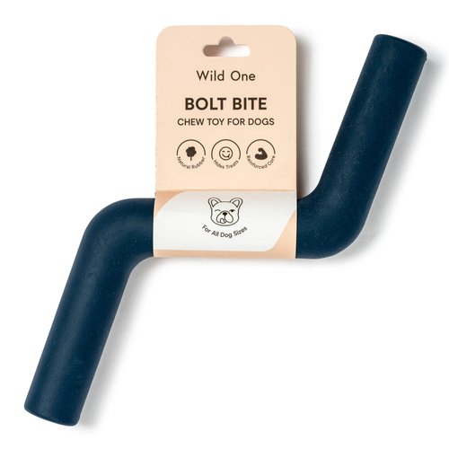 Wild One Bolt Bite Dog Toy 100% Natural Rubber, Fun to Chew, Chew Toy, Treat Dispensing, Durable for All Breeds and Average Chewers, Blue