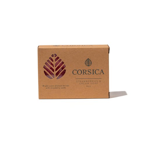 Corsica Body and Face Bath Soap Bar Suitable for Dry and Sensitive Skin, Strawberries & Cream