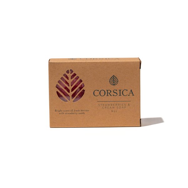 Corsica Body and Face Bath Soap Bar Suitable for Dry and Sensitive Skin, Strawberries & Cream