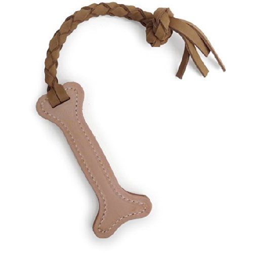 Auburn Leathercrafters Leather Tug Dog Toy - Bone