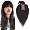 SEGO Hair Toppers for Women Real Human Hair with Thinning Hair, Clip in Toppers Hair Straight Hair Pieces with Bangs 150% Density Silk Base -12 Inch #1B Natural black