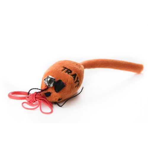 Copa Judaica Chewish Treat Mouse Plush Cat Toy with String Attached, 5 by 1.5-Inch, Orange