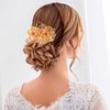 Hermoli Gold Wedding Pearl Hair Comb Flower Bridal Hair Combs Handmade Headpiece for Women