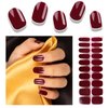 Wekcekcek 20pcs Semi Cured Gel Nail Strips, Real Nail Polish Art Stickers, Burgundy Gel Nail Stickers - Work with Any UV Lamp, Long Lasting Full Nail Wraps with Nail File and Stick