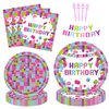 Building Block Party Supplies Kit for 24 Guests - 97 Pcs Including Plates, Forks, Napkins, Bunting - Ideal for Kids' Building Block-Themed Birthdays and Baby Showers