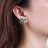 Sttiafay Vintage Emerald Flower Ear Cuff Earrings Green Crystal Flower Earrings Crystal Leaf Stud Earrings Emerald Leaf Earrings Jewelry for Women