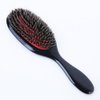 Boar Bristle Hair Brush Mix with Nylon, Hair Extension Natural Boar Bristle for Women and Men, Chrome,Silver (black)