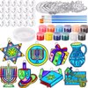 Cholemy 24 Sets Hanukkah Sun Catcher Kit Include Suncatcher Craft with Paints Suction Cups Fishing Thread, Jewish DIY Window Art Kit Paintable Suncatchers Hanukkah Decorations for Chanukah Gifts