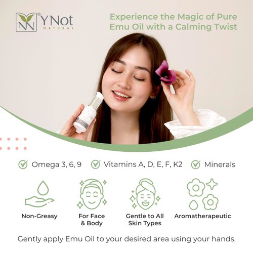 Emu Oil Pure Skin Moisturizer - Nail, Body, Face, Scalp & Hair Moisturizer with Omega 3, 6, 9, Vitamins, & Minerals - Australian Emu Oil for Skincare by Y-Not Natural - 200mL, Rose Canvas