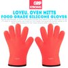 Loveuing Kitchen Oven Gloves - Silicone and Cotton Double-Layer Heat Resistant Oven Mitts/BBQ Gloves/Grill Gloves - Perfect for Baking and Grilling - 1 Pair (One Size Fits Most, Red)