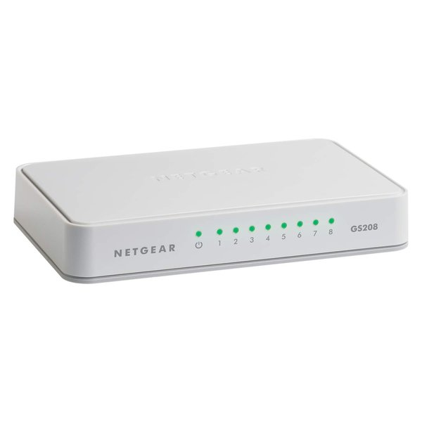 NETGEAR 8-Port Gigabit Ethernet Unmanaged Switch (GS208) - Desktop, Ethernet Splitter, Silent Operation, Plug-and-Play