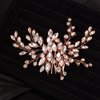 Teyglen Simple Full Rhinestones Bride Wedding Hair Comb Hair Pieces for Bride Bridal Crystal Side Hair Comb Hair Accessories for Women Girls (Rose gold)