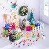61Pcs Doll House Christmas Hat Decoration Miniature Dollhouse Accessories String Fake Light Door Mini Xmas Tree 1:12 Model Pretend Toys DIY Festival Party Wreath Snowman Fairy Cane Candy Garden