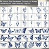 CHARLNET 88 Sheets Semi-Permanent Butterfly Tattoos for Women Girls - 2 Weeks Long Last Sexy Realistic Tiny Flowers Words Temporary Tattoos for Women Body Art Stickers