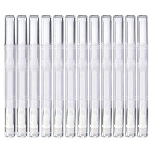 MOTYYA 12 Pack 3 ml Transparent Twist Pens, Empty Nail Oil Pen with Brush Tip, Cosmetic Lip Gloss Container Applicators Eyelash Growth Liquid Tube (12x)