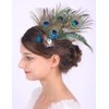 Anglacesmade Bridal Feather Hair Clip Peacock Feather Fascinator Feather Brooch for Wedding Prom Festival Party 20s Flapper Headpiece for Women and Girls