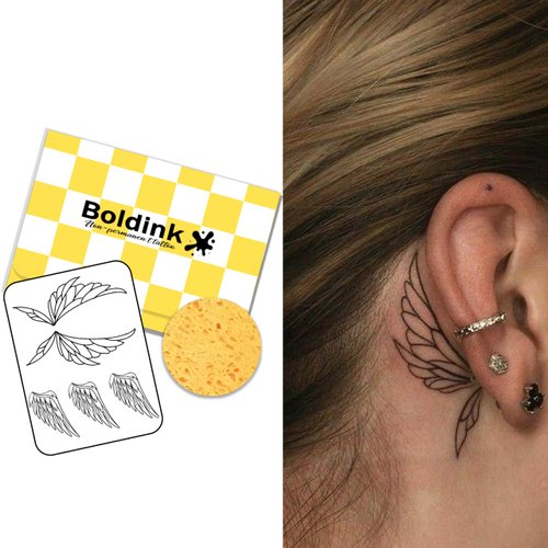 Boldink Semi-permanent tattoos, realistic fake tattoos, last 7-15 days, waterproof non-reflective temporary tattoo stickers, cruelty-free, uniquely designed exquisite packaging（Wings 2）